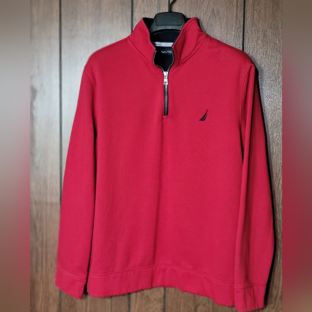 Nautical Long sleeve sweatshirt 1/4 zip Red size L mens